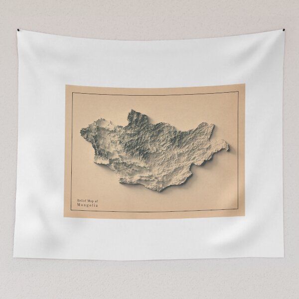 Item preview, Mongolia Shaded Relief Map 3D digitally rendered designed and sold by ThinkAboutMaps.