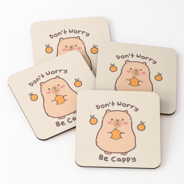 Item preview, Don't Worry Be Cappy - Cute Capybara Holding Orange designed and sold by ShyHomebodyClub.