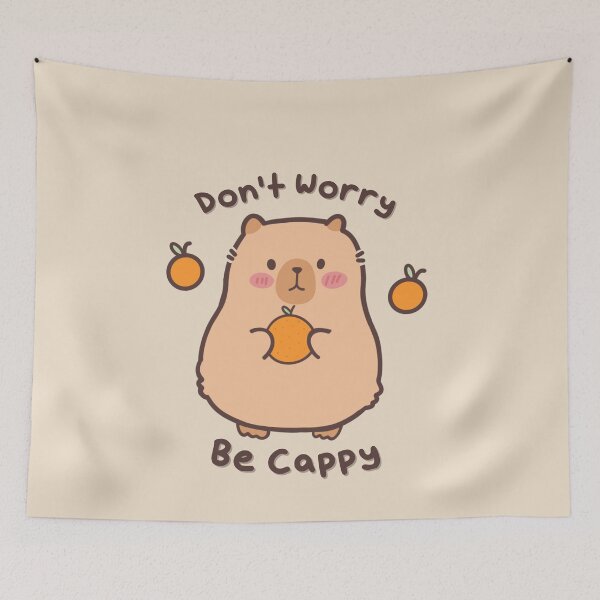 Item preview, Don't Worry Be Cappy - Cute Capybara Holding Orange designed and sold by ShyHomebodyClub.