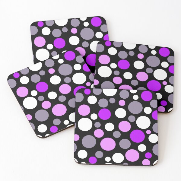Item preview, Multi-coloured polka dots lilac purple grey on black designed and sold by fuzzyfox.