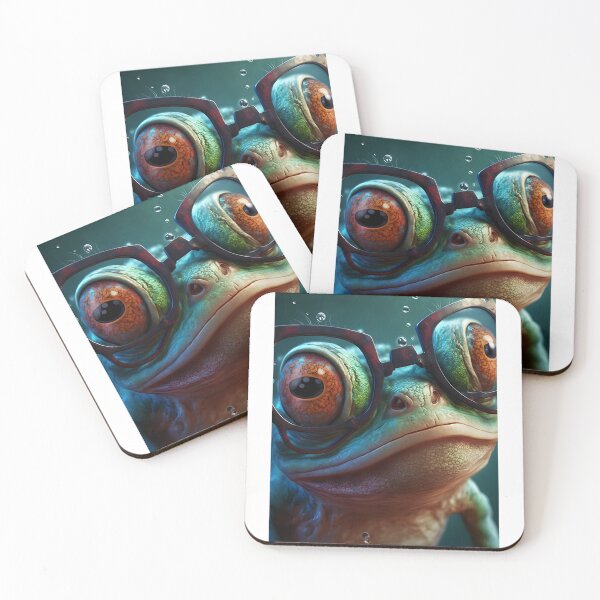 Item preview, Smart Frog with Glasses - Modern Style Amphibian Art designed and sold by Hipatye26.