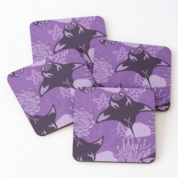 Item preview, Manta Ray and Coral Reef Pattern, Monochrome Purple Variant designed and sold by Free-Spirit-Meg.