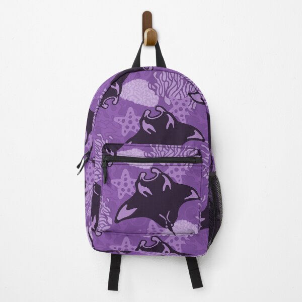 Item preview, Manta Ray and Coral Reef Pattern, Monochrome Purple Variant designed and sold by Free-Spirit-Meg.