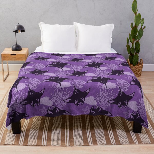Item preview, Manta Ray and Coral Reef Pattern, Monochrome Purple Variant designed and sold by Free-Spirit-Meg.