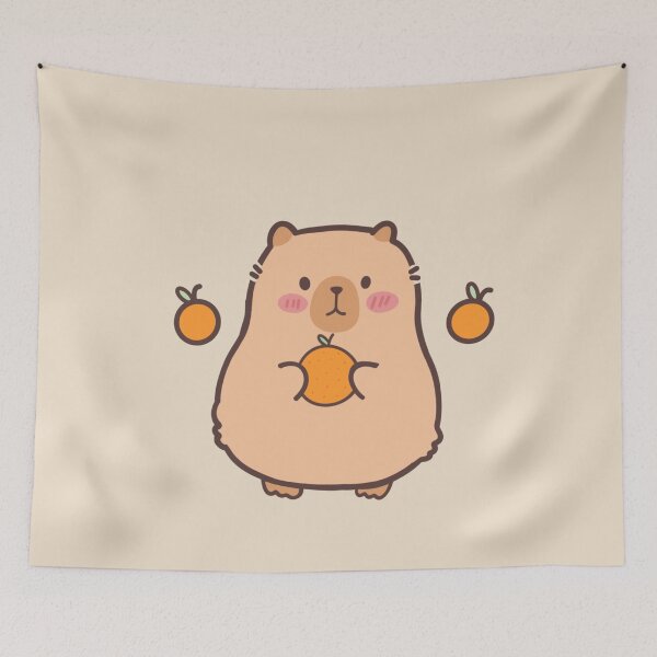 Item preview, Cute Capybara Holding Orange designed and sold by ShyHomebodyClub.