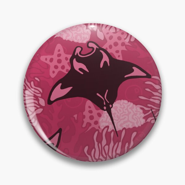 Item preview, Manta Ray and Coral Reef Pattern, Monochrome Magenta Variant designed and sold by Free-Spirit-Meg.