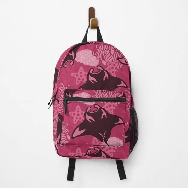 Item preview, Manta Ray and Coral Reef Pattern, Monochrome Magenta Variant designed and sold by Free-Spirit-Meg.