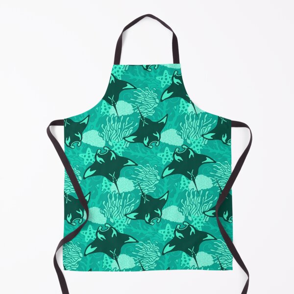 Item preview, Manta Ray and Coral Reef Pattern, Monochrome Sea Green Variant designed and sold by Free-Spirit-Meg.