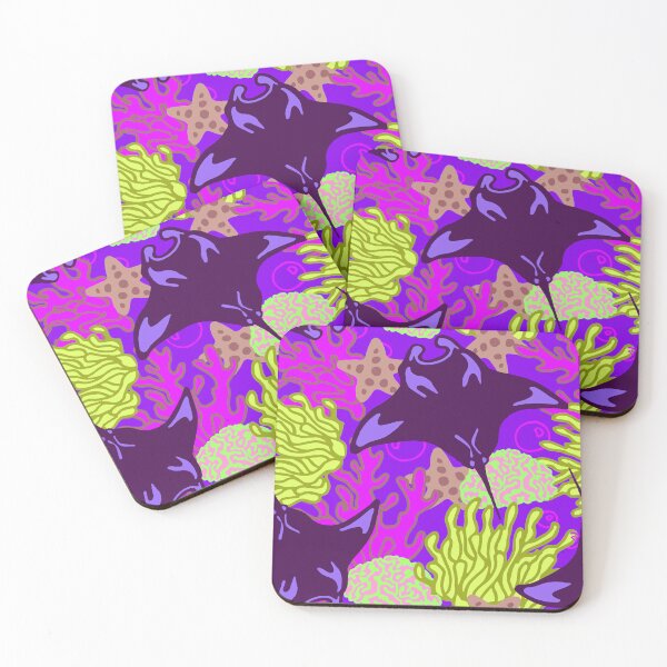 Item preview, Manta Ray and Coral Reef Pattern, Purple Variant designed and sold by Free-Spirit-Meg.