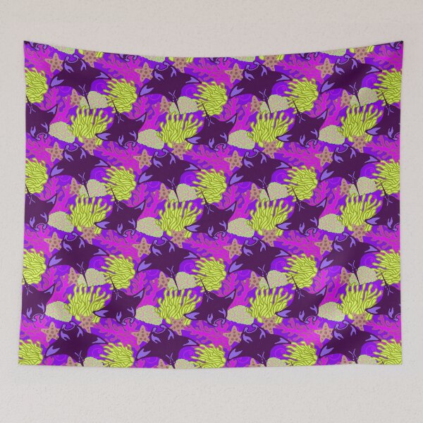 Item preview, Manta Ray and Coral Reef Pattern, Purple Variant designed and sold by Free-Spirit-Meg.