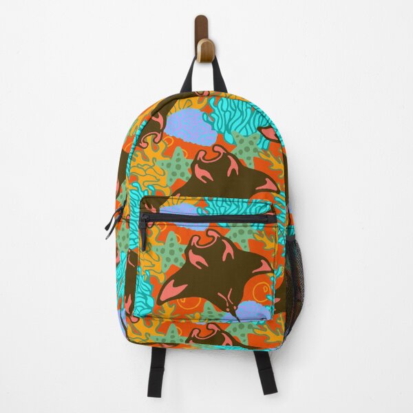 Item preview, Manta Ray and Coral Reef Pattern, Orange Variant designed and sold by Free-Spirit-Meg.