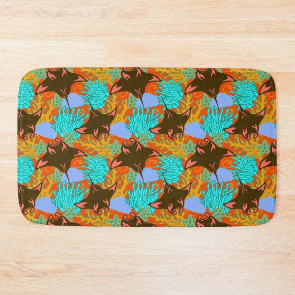 Item preview, Manta Ray and Coral Reef Pattern, Orange Variant designed and sold by Free-Spirit-Meg.