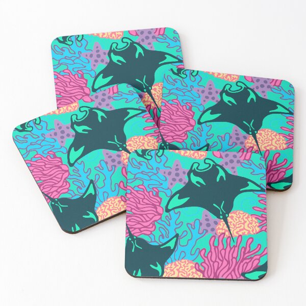 Item preview, Manta Ray and Coral Reef Pattern, Sea Green Variant designed and sold by Free-Spirit-Meg.