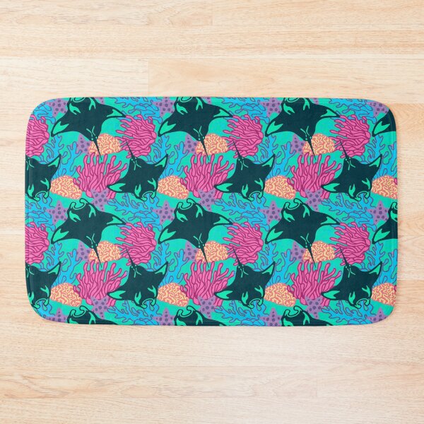 Item preview, Manta Ray and Coral Reef Pattern, Sea Green Variant designed and sold by Free-Spirit-Meg.
