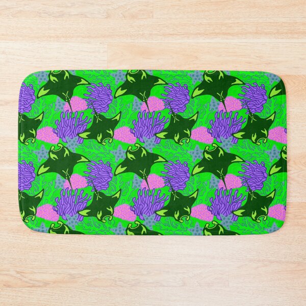 Item preview, Manta Ray and Coral Reef Pattern, Lime Green Variant designed and sold by Free-Spirit-Meg.