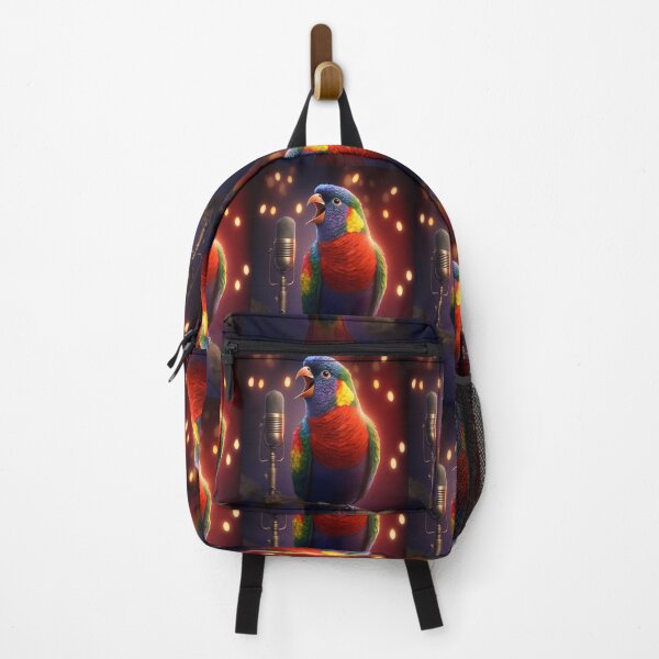 Item preview, Singing Rainbow Parrot - Parrot Art in Concert with Vintage Microphone designed and sold by Hipatye26.
