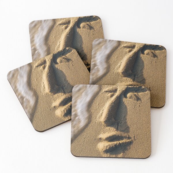 Item preview, Stoic Human Face Sculpture In Wet Beach Sand designed and sold by chase-thewave.