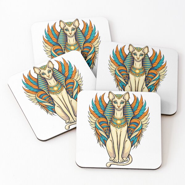 Item preview, Winged Pharaoh Cat: Ancient Egyptian Bastet Goddess Art | Ancient Egypt Art designed and sold by GulfSignature.