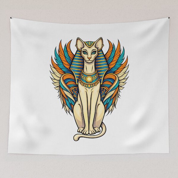 Item preview, Winged Pharaoh Cat: Ancient Egyptian Bastet Goddess Art | Ancient Egypt Art designed and sold by GulfSignature.