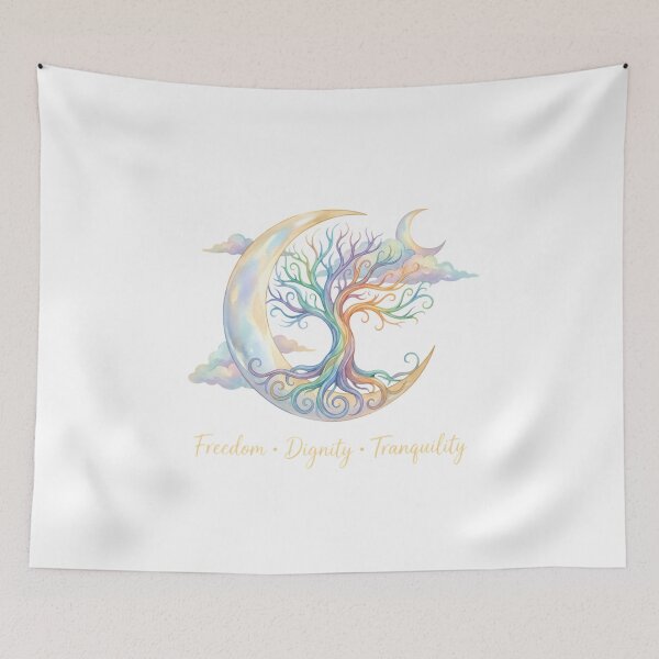 Item preview, Freedom Dignity Tranquility Tree Moon Ethereal Watercolor Bohemian designed and sold by chattsuede.