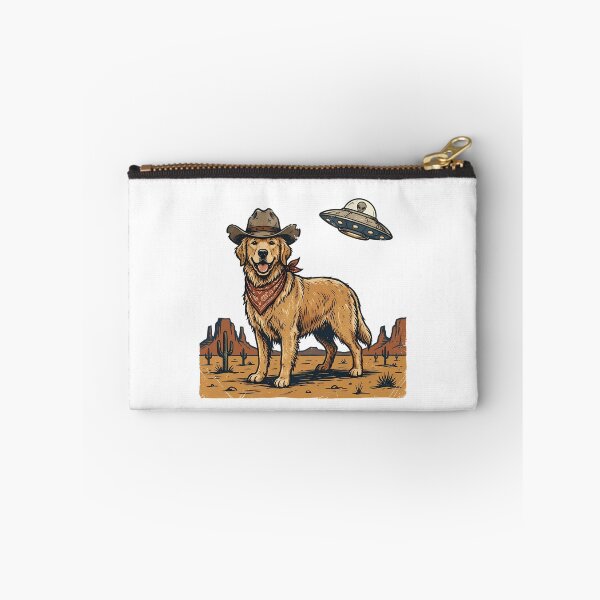 Item preview, Cowboy Golden Retriever UFO Vintage Cartoon Hand Drawn designed and sold by chattsuede.