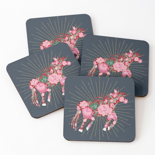 Item preview, Chinoiserie Horse Silhouette- red, pink and gold designed and sold by Home Cyn Home.