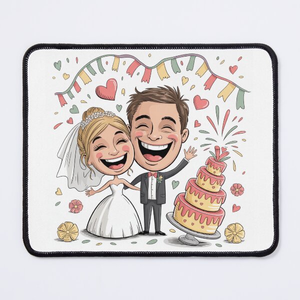 Item preview, Joyful Laughing Bride & Groom with Dripping Wedding Cake - Cartoon Celebration designed and sold by Midnight Veil Designs.