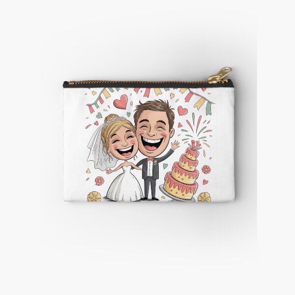 Item preview, Joyful Laughing Bride & Groom with Dripping Wedding Cake - Cartoon Celebration designed and sold by Midnight Veil Designs.