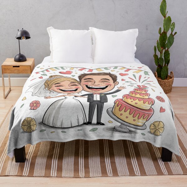Item preview, Joyful Laughing Bride & Groom with Dripping Wedding Cake - Cartoon Celebration designed and sold by Midnight Veil Designs.