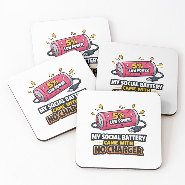 Item preview, My Social Battery Came With No Charger – 5% Low Power Funny Introvert Quote designed and sold by PrintMastery.