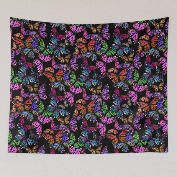 Item preview, A Splash of Rainbow Butterflies Dark Background designed and sold by ChrisK712.
