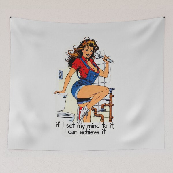 Item preview, Pin-up Plumber Girl Retro Motivation and Strength designed and sold by JonelleTshirts.
