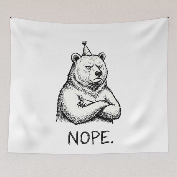 Item preview, Grumpy Nope Bear Party Hat Sarcastic designed and sold by k3rstman1.