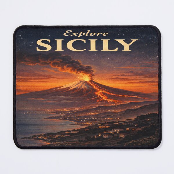 Item preview, Explore Sicily Vintage Travel Poster – Mount Etna Volcano Retro Italy Landscape Art designed and sold by Globalcitytees.