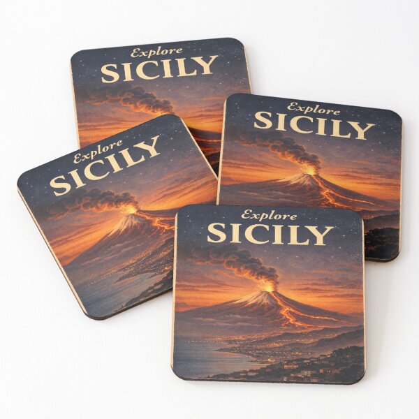 Item preview, Explore Sicily Vintage Travel Poster – Mount Etna Volcano Retro Italy Landscape Art designed and sold by Globalcitytees.