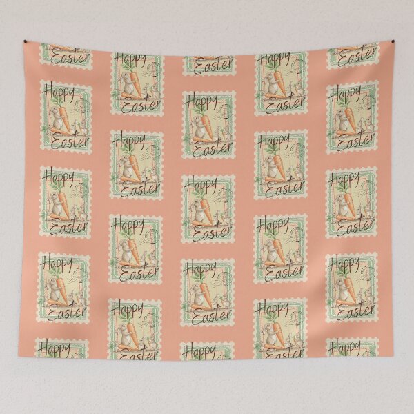 Item preview, Happy Easter Vintage ,Bunnies and Carrots, Rabbit Stamp designed and sold by Forevermore.