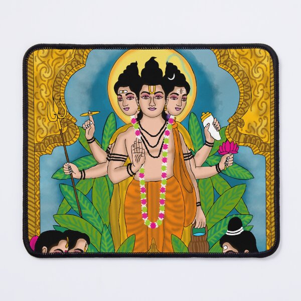 Item preview, Lord Dattatreya Spiritual Illustration – Hindu Mythology Design designed and sold by Harshit_Digital_Arts.