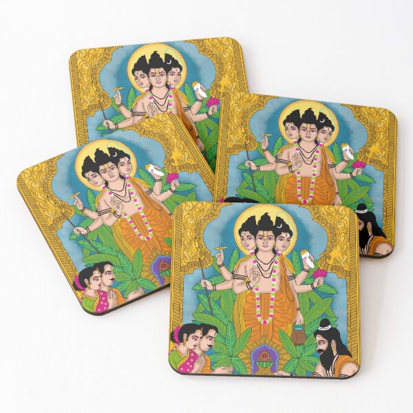 Item preview, Lord Dattatreya Spiritual Illustration – Hindu Mythology Design designed and sold by Harshit_Digital_Arts.