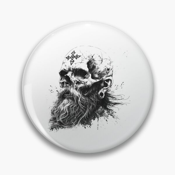Item preview, Bearded Viking Skull – Norse Gothic Warrior Tattoo Style Art designed and sold by inkoutninja.