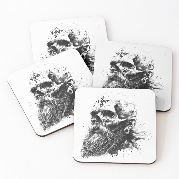 Item preview, Bearded Viking Skull – Norse Gothic Warrior Tattoo Style Art designed and sold by inkoutninja.