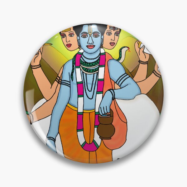 Item preview, Lord Dattatreya Artistic Design – Devotional Hindu Drawing designed and sold by Harshit_Digital_Arts.