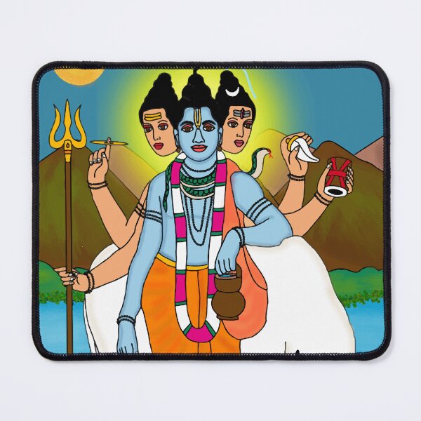Item preview, Lord Dattatreya Artistic Design – Devotional Hindu Drawing designed and sold by Harshit_Digital_Arts.