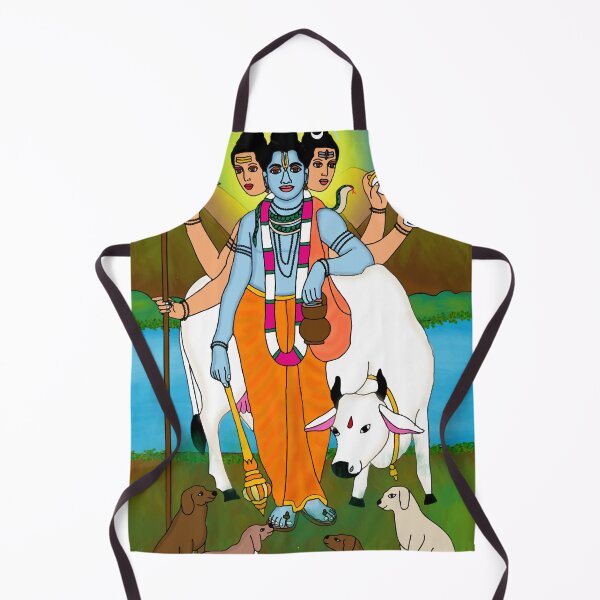 Item preview, Lord Dattatreya Artistic Design – Devotional Hindu Drawing designed and sold by Harshit_Digital_Arts.