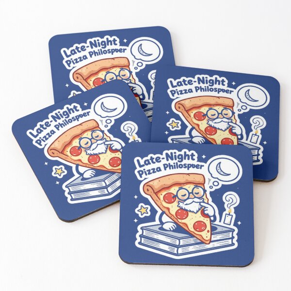 Item preview, Late-Night Pizza Philosopher – Funny Food Doodle Sticker designed and sold by HustleHue.