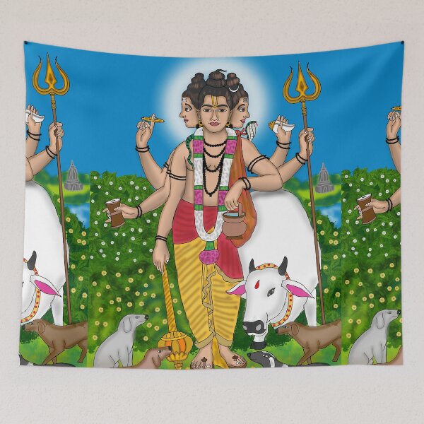 Item preview, Lord Dattatreya Sacred Art Design – Indian Spiritual Illustration designed and sold by Harshit_Digital_Arts.
