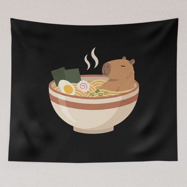 Item preview, Cute Capybara Relaxing Ramen Noodle Bath designed and sold by k3rstman1.