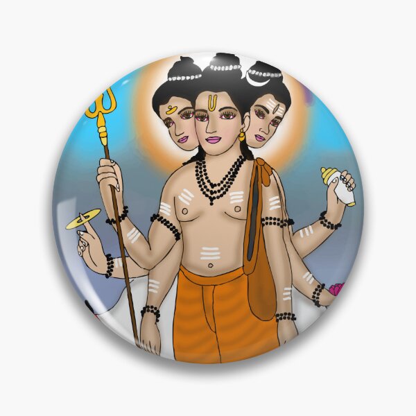 Item preview, Lord Dattatreya Devotional Design – Mystical Hindu Art designed and sold by Harshit_Digital_Arts.