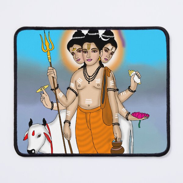 Item preview, Lord Dattatreya Devotional Design – Mystical Hindu Art designed and sold by Harshit_Digital_Arts.