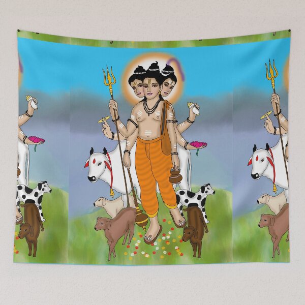 Item preview, Lord Dattatreya Devotional Design – Mystical Hindu Art designed and sold by Harshit_Digital_Arts.