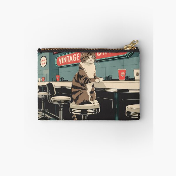 Item preview, Vintage Diner Tabby Cat Illustration designed and sold by LEO'S CREATURE　れおずくりーちゃー.